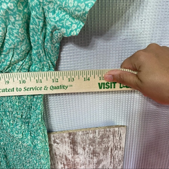 No Boundaries Teal Floral Smocked Mini Dress Size Medium - Picture 6 of 8